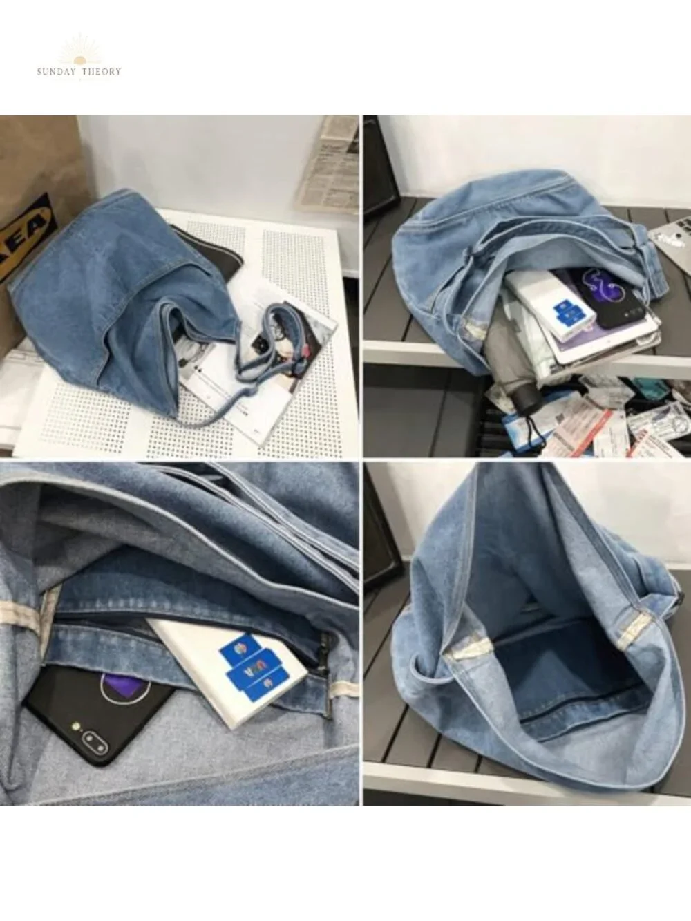 Denim Hobo Shoulder Bag Messenger Canvas Tote Crossbody
